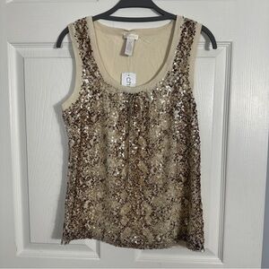 Chico's size 0 Python Shimmer tank in Antique Ivory, knit, stretch, sparkle
